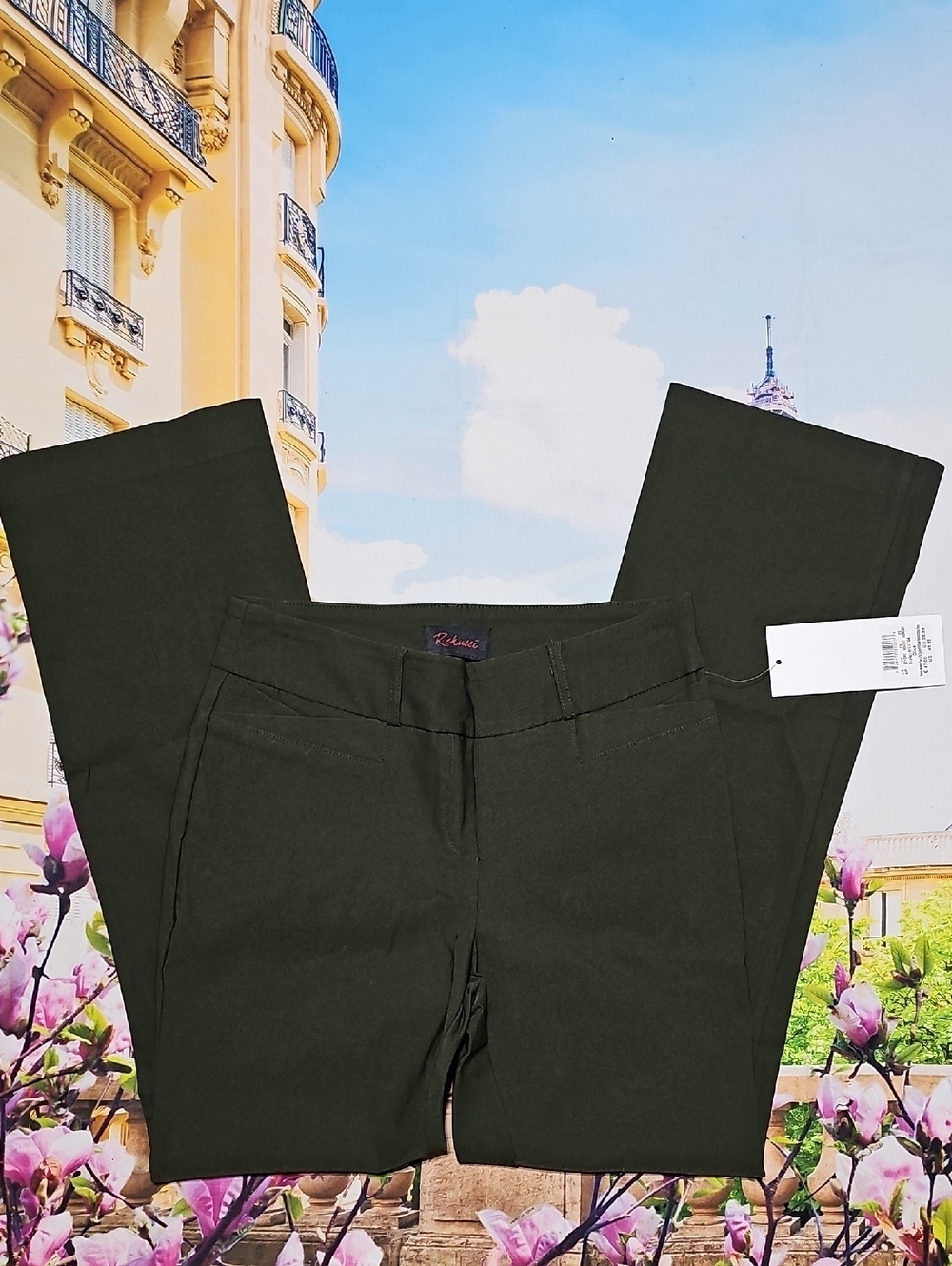 Rekucci Green Boot Cut Pants Size 4P New
